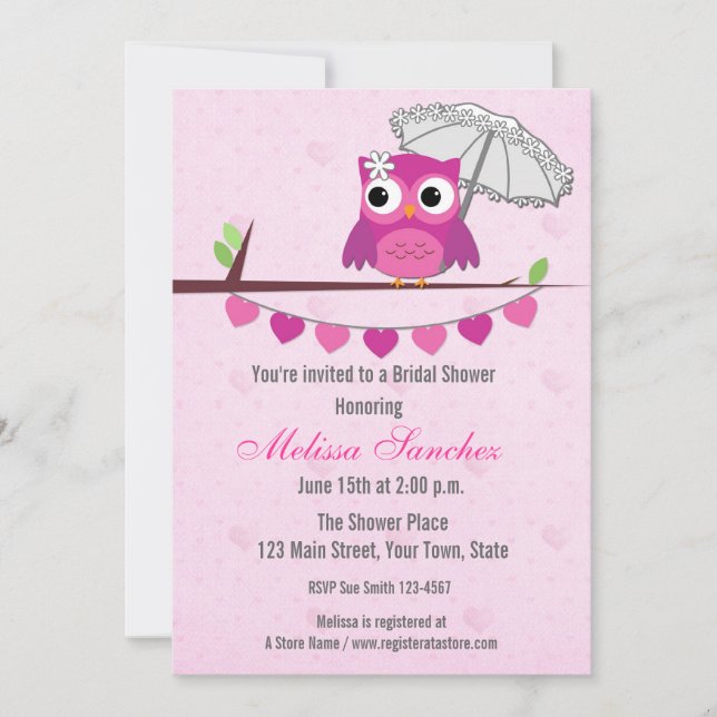 Rosa Schüssel, Regenschirm, Bridal-Dusche Einladun Einladung (Vorderseite)