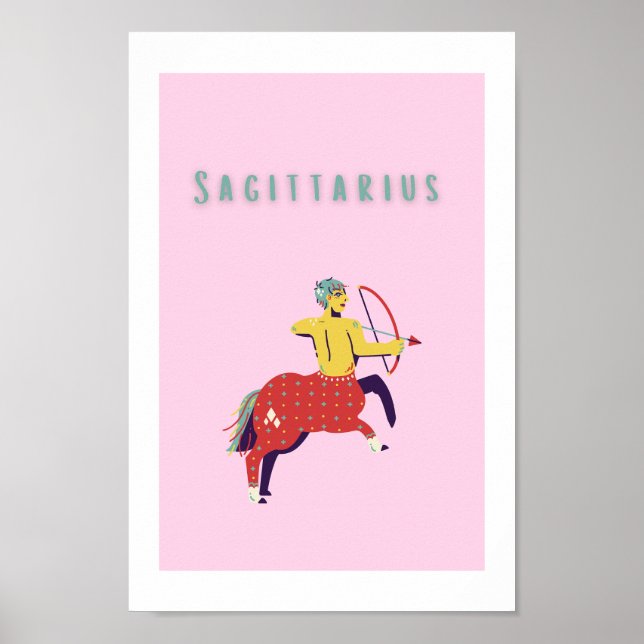 Rosa Schütze, Tierkreiszeichen, Sternzeichen Poster (Vorne)