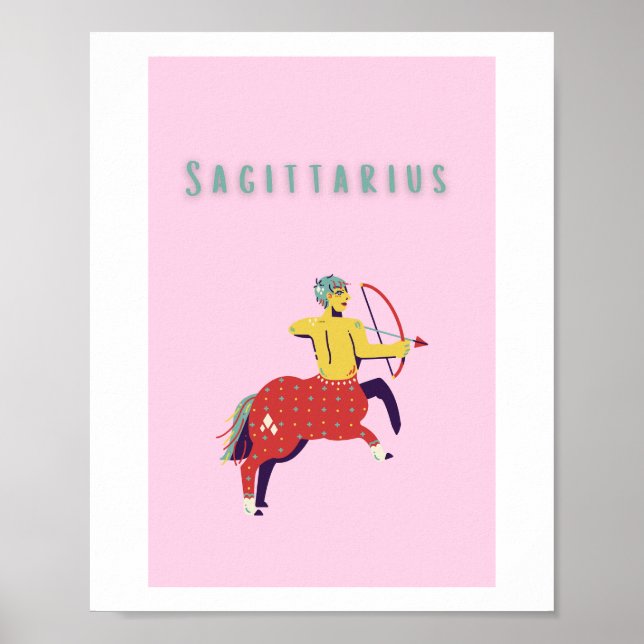Rosa Schütze, Tierkreiszeichen, Sternzeichen Poster (Vorne)