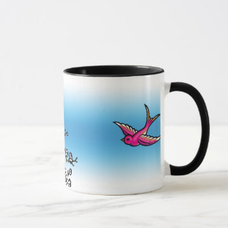 Rosa Schwalben-und Kirschblüten-Tasse Tasse