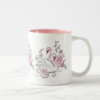 Rosa Schwan mit Weißschwan Zweifarbige Tasse
