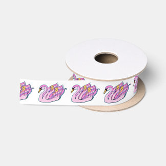Rosa Schwäne Kunst - Kunst Satinband
