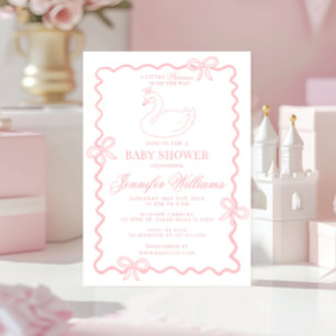 Rosa Schwanenprinzessin-Schleife-Kokette-Babymädch Einladung