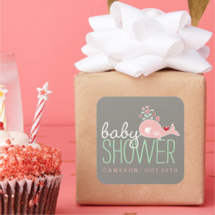 Rosa Schwangere Mami-Wal-Mädchen-Baby-Party Quadratischer Aufkleber