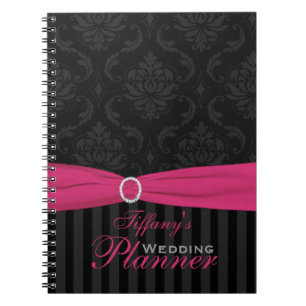 Rosa schwarz gestreiftes Notebook Notizblock