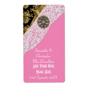 Rosa schwarz-goldfarbene weiße Spitze Hochzeitswei