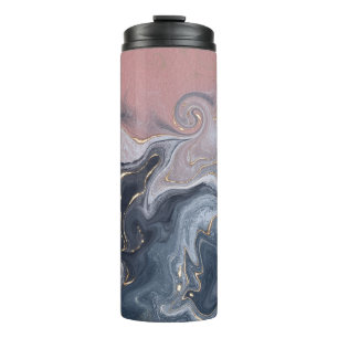 Rosa Schwarz Grau Dekorative Wasserfarbe Marmor Thermosbecher