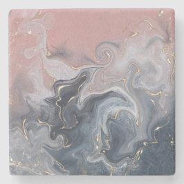 Rosa Schwarz Grau dekorativer Wasserfarbenmarmor Steinuntersetzer