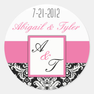 Rosa Schwarz-Hochzeitsticker Runder Aufkleber