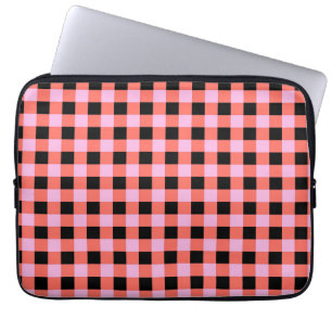 Rosa-schwarz kariertes Gingham-Muster Laptopschutzhülle