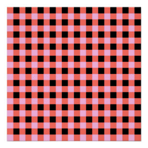 Rosa-schwarz kariertes Gingham-Muster Poster