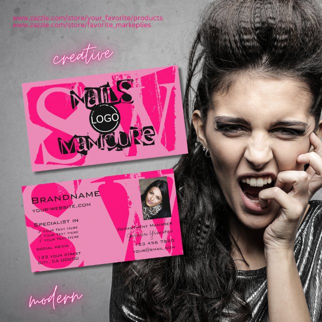 Rosa Schwarz mit Monogramm des Foto-Logos Visitenkarte (Von Creator hochgeladen)