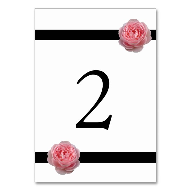 Rosa-Schwarz-Ribbon-Hochzeit Tischnummer (Vorderseite)