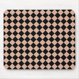 Rosa Schwarz Schachbrett Diamantmuster Mousepad