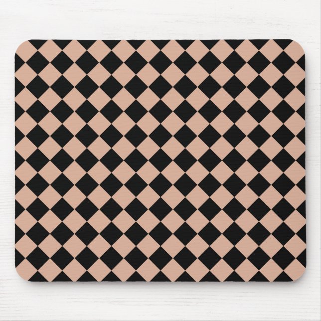 Rosa Schwarz Schachbrett Diamantmuster  Mousepad (Vorne)