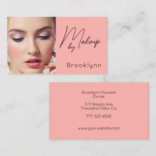 Rosa Schwarz Schrift Foto Make-up Geschäft Visitenkarte