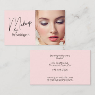 Rosa Schwarz Schrift Foto Make-up Geschäft Visitenkarte