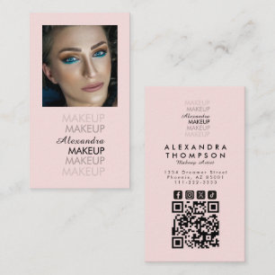 Rosa Schwarz Schrift Foto Qr Code Make-up Visitenkarte