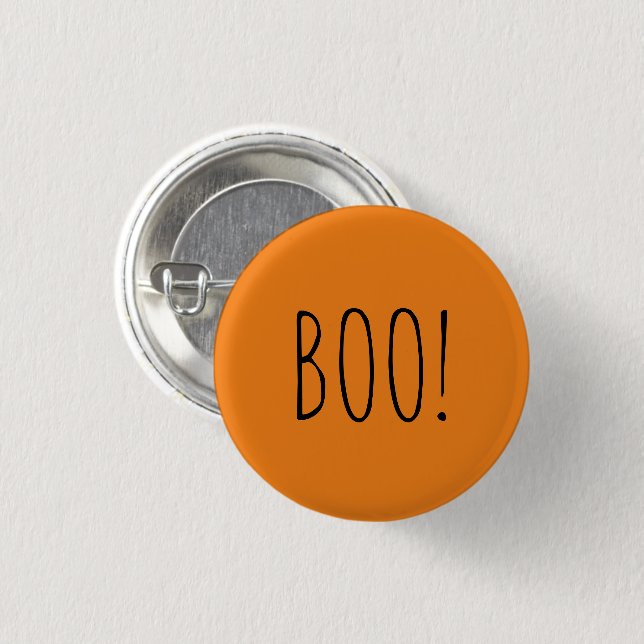 Rosa-schwarz-spoky typografie Spaß Halloween Button (Vorne & Hinten)