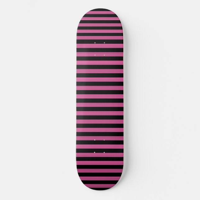 Rosa Schwarz Streifen Muster Skateboard (Vorderseite)