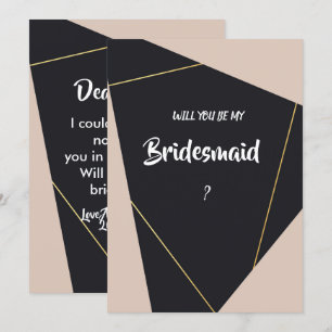Rosa, schwarz und gold, geometrisch, Bridesmaid Einladung