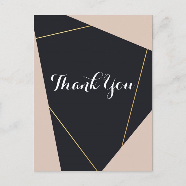 rosa schwarz und gold geometrisch Danke Postkarte (Vorderseite)