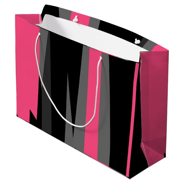 Rosa Schwarz und Grau Große Geschenktüte (Rückseite Schrägansicht)