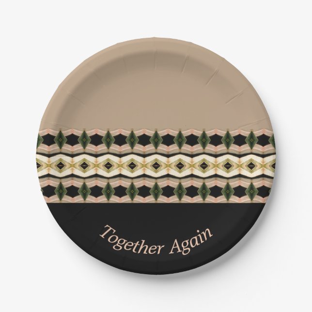 Rosa Schwarz und Grüntöne Pappteller (Vorderseite)