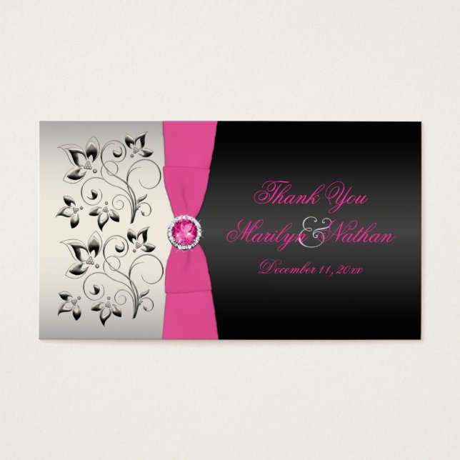 Rosa, Schwarz und Silberne Gastgeschenk Hochzeit (Vorderseite)
