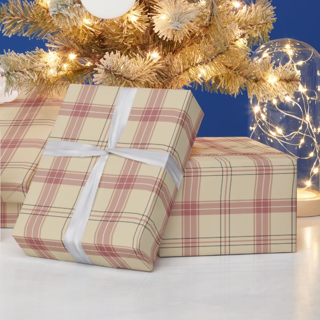Rosa, Schwarz und Tan Kariert Geschenkpapier (Feiertage)