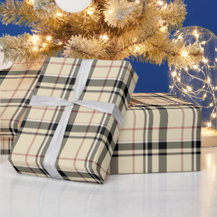 Rosa, Schwarz und Tan Kariert Geschenkpapier
