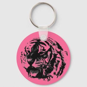 Rosa, schwarz und weiß Roaring Tiger Key Chaves Schlüsselanhänger