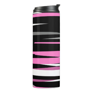 Rosa Schwarz/Weiß Abstrakt Thermosbecher