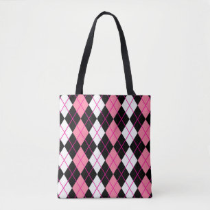 Rosa Schwarz Weiß Argyle Diamant Design Tasche
