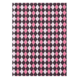 Rosa Schwarz Weiß Argyle-Diamant-Design Tischdecke