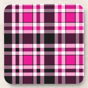 Rosa Schwarz Weiß Flanell Karomuster Design Getränkeuntersetzer