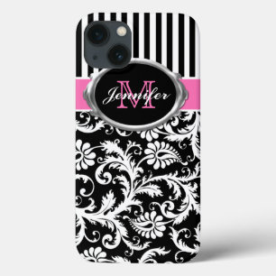 Rosa, schwarz, weiß gestreifte Damaskus-iPad Air H Case-Mate iPhone Hülle