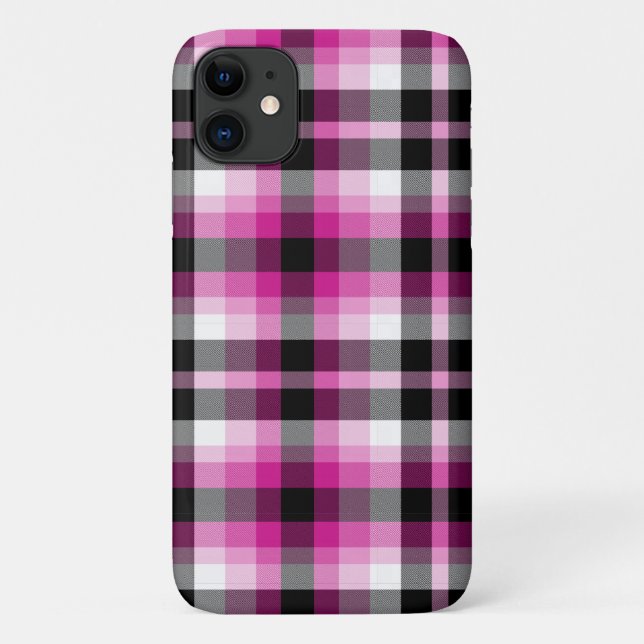 Rosa Schwarz-weiß Kariert Case-Mate iPhone Hülle (Rückseite)