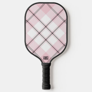 Rosa Schwarz/Weiß Kariert Personalisiert Pickleball Schläger