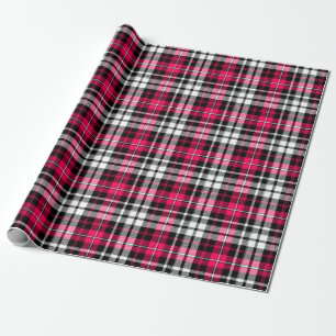 Rosa Schwarz Weiß Kariert Tartan Geschenkpapier