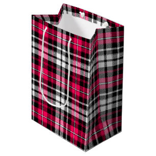 Rosa Schwarz Weiß Kariert Tartan Mittlere Geschenktüte