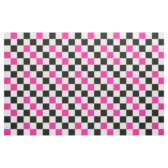 Rosa Schwarz Weiß kariertes Musterdesign  Stoff (Fat Quarter (45,7 x 55,9 cm))