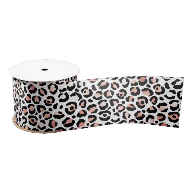 Rosa Schwarz-weiß Leopard    Satinband (Spule)