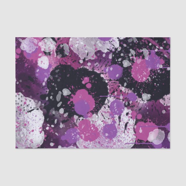 Rosa Schwarz-weiß Paint Spritzer Abstrakt Decoupag Seidenpapier (Vorderseite)