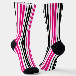Rosa Schwarz Weiß Streifen Muster Design Socken