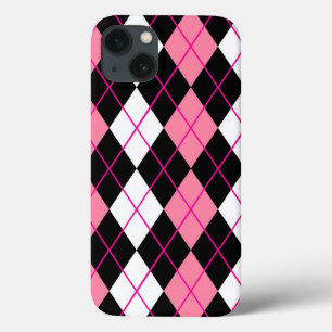 Rosa Schwarz-weiße Raute Diamantdesign Case-Mate iPhone Hülle