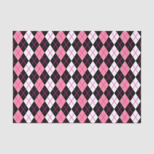 Rosa Schwarz-weiße Raute Diamantdesign Seidenpapier