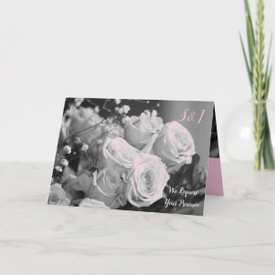 Rosa Schwarz-weiße und graue Hochzeit Einladung