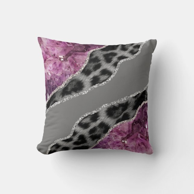 Rosa schwarz-weißer Leopardenmarmor Kissen (Vorderseite)