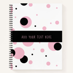 Rosa Schwarz-weißes Abstraktes Polka Dot-Muster Notizbuch